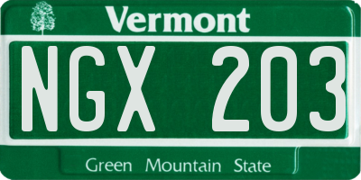 VT license plate NGX203