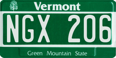 VT license plate NGX206