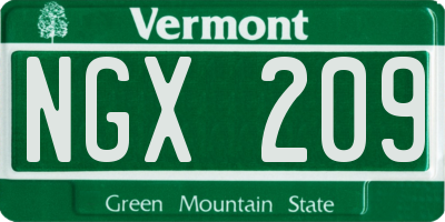 VT license plate NGX209