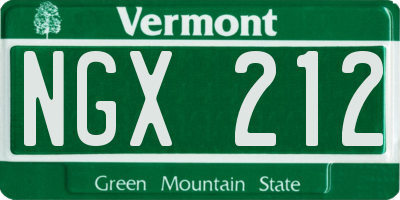 VT license plate NGX212
