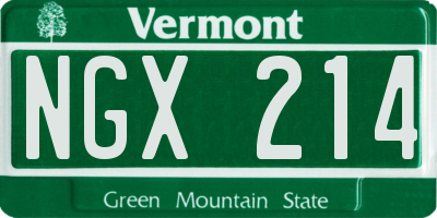 VT license plate NGX214