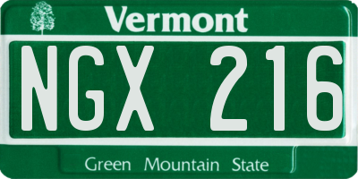 VT license plate NGX216