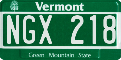 VT license plate NGX218