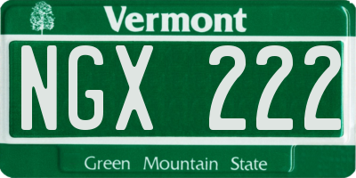 VT license plate NGX222