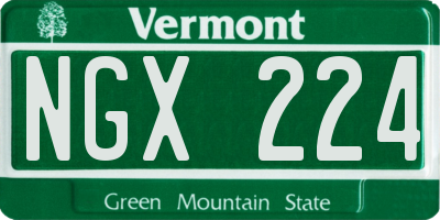 VT license plate NGX224