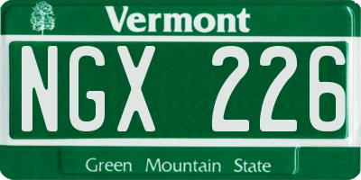 VT license plate NGX226