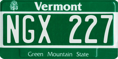VT license plate NGX227