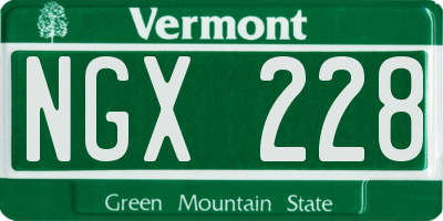VT license plate NGX228