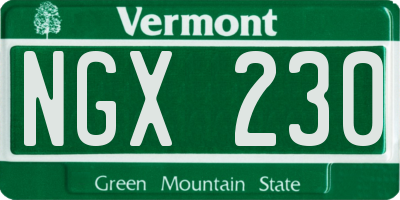 VT license plate NGX230