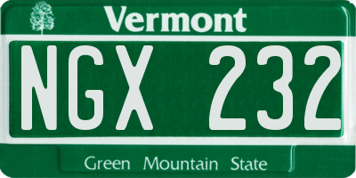 VT license plate NGX232