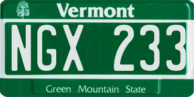VT license plate NGX233