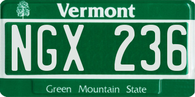VT license plate NGX236
