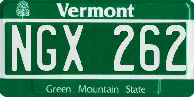 VT license plate NGX262