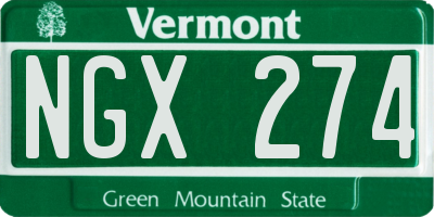 VT license plate NGX274