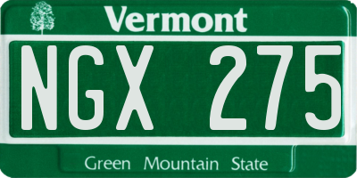 VT license plate NGX275