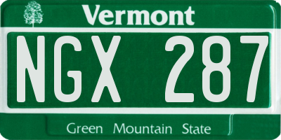 VT license plate NGX287