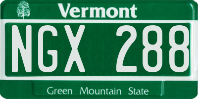 VT license plate NGX288