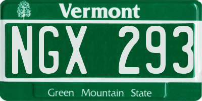 VT license plate NGX293