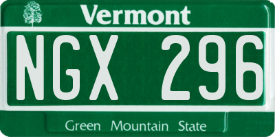 VT license plate NGX296