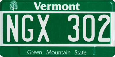VT license plate NGX302