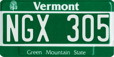 VT license plate NGX305