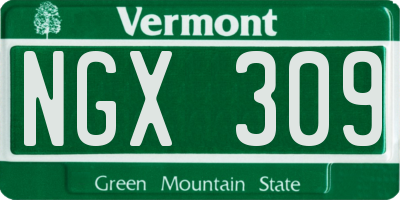 VT license plate NGX309