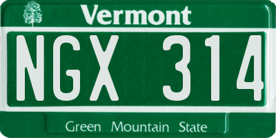 VT license plate NGX314
