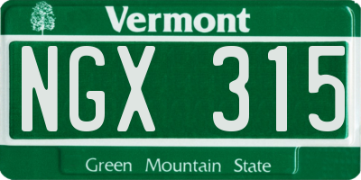 VT license plate NGX315
