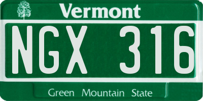 VT license plate NGX316