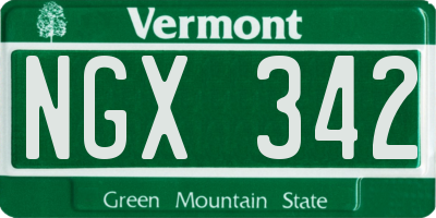 VT license plate NGX342
