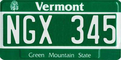 VT license plate NGX345