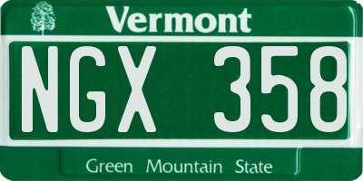 VT license plate NGX358