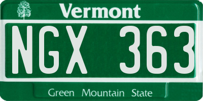 VT license plate NGX363