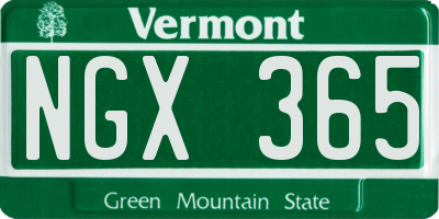 VT license plate NGX365
