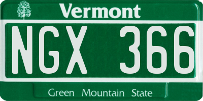 VT license plate NGX366