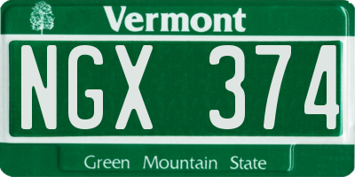 VT license plate NGX374