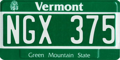 VT license plate NGX375