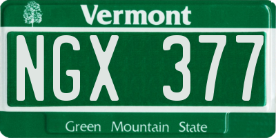 VT license plate NGX377