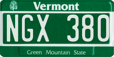 VT license plate NGX380