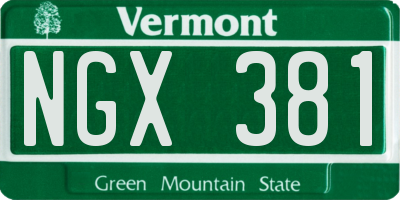 VT license plate NGX381