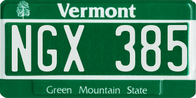 VT license plate NGX385