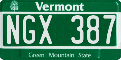 VT license plate NGX387