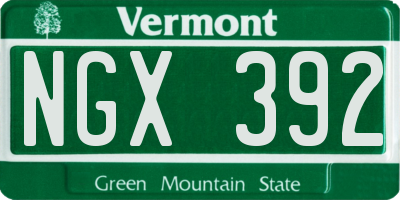 VT license plate NGX392
