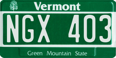 VT license plate NGX403