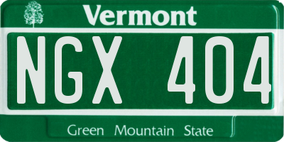 VT license plate NGX404