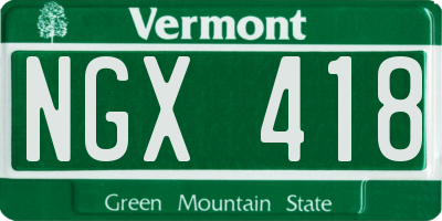 VT license plate NGX418