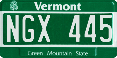 VT license plate NGX445