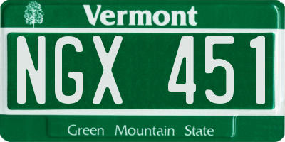 VT license plate NGX451