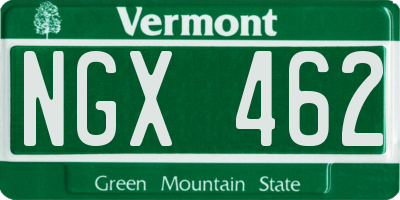 VT license plate NGX462