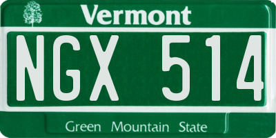 VT license plate NGX514